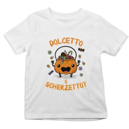 T-shirt bambino con zucca dolcetto o scherzetto?