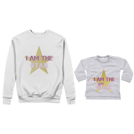 Coordinato felpe o body lupetto neonato madre figlio i am the star i am the baby star Per la mamma