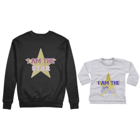 Coordinato felpe o body lupetto neonato madre figlio i am the star i am the baby star Per la mamma