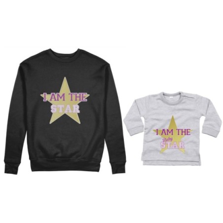 Coordinato felpe o body lupetto neonato madre figlio i am the star i am the baby star Per la mamma