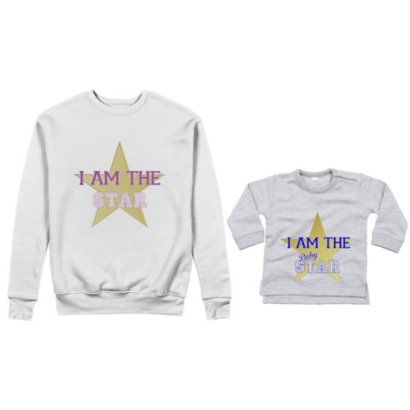 Coordinato felpe o body lupetto neonato madre figlio i am the star i am the baby star Per la mamma