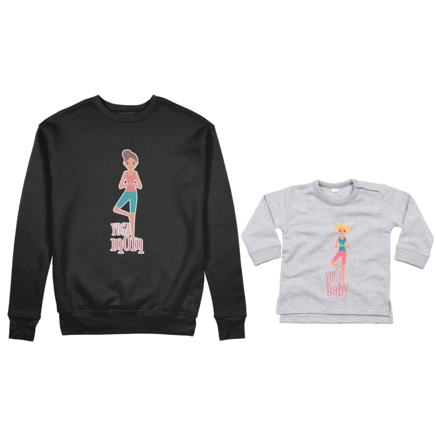 Coordinato felpe o body lupetto neonata madre figlia yoga mom yoga baby Per la mamma