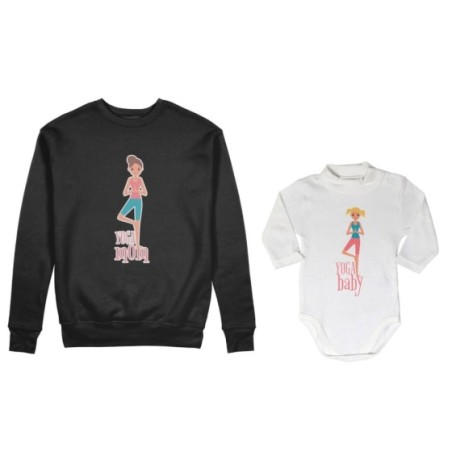 Coordinato felpe o body lupetto neonata madre figlia yoga mom yoga baby Per la mamma
