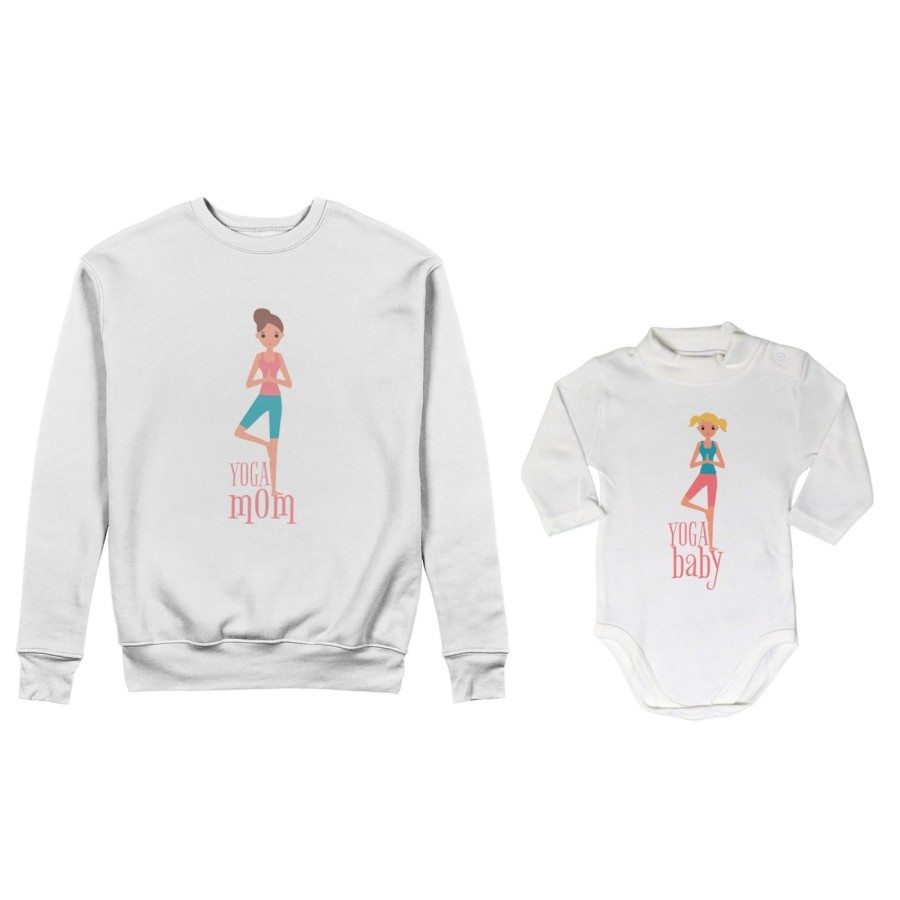 Coordinato felpe o body lupetto neonata madre figlia yoga mom yoga baby Per la mamma