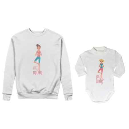 Coordinato felpe o body lupetto neonata madre figlia yoga mom yoga baby Per la mamma