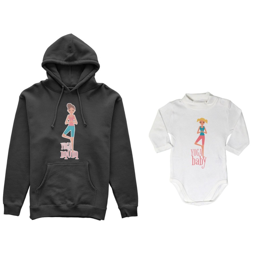 Coordinato felpe o body lupetto neonata madre figlia yoga mom yoga baby Per la mamma