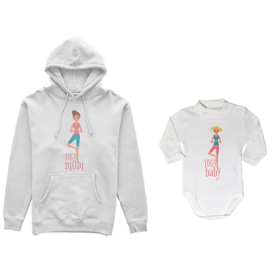 Coordinato felpe o body lupetto neonata madre figlia yoga mom yoga baby Per la mamma