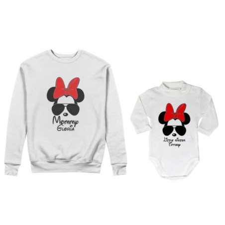 Coordinato felpe o body lupetto neonata madre figlia personalizzato mommy minnie baby sister minnie Per la mamma