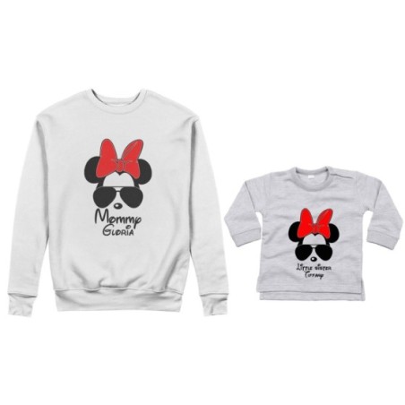 Coordinato felpe o body lupetto neonata madre figlia personalizzato mommy minnie baby sister minnie Per la mamma