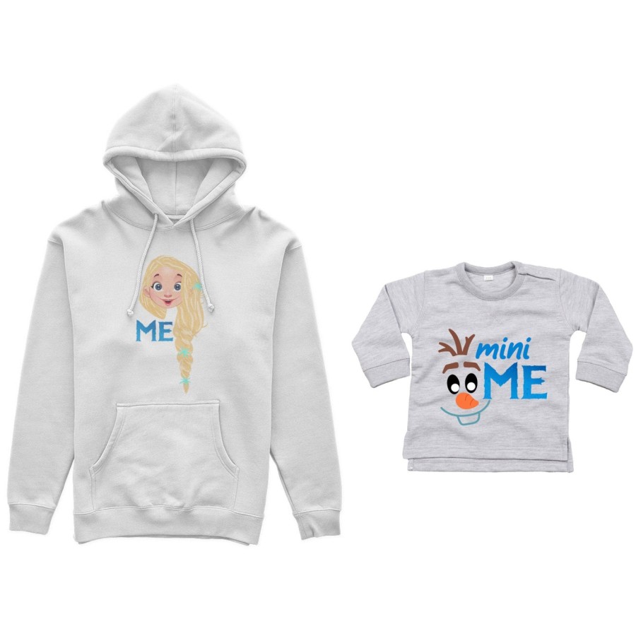 Coordinato felpe o body lupetto neonato madre figlio me elsa mini olaf Per la mamma