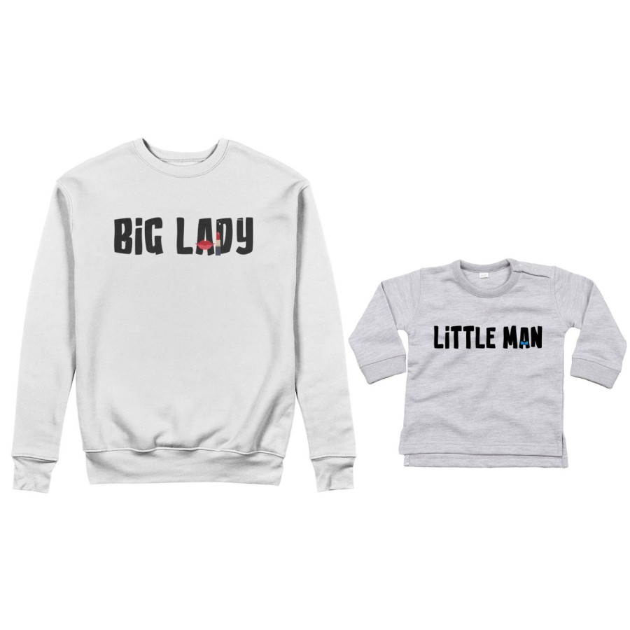 Coordinato felpe o body lupetto neonato madre figlio big lady little lady little boy Per la mamma