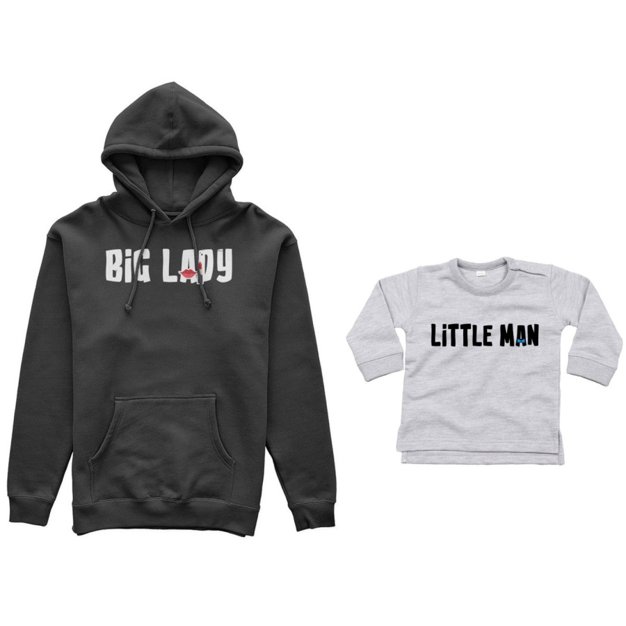 Coordinato felpe o body lupetto neonato madre figlio big lady little lady little boy Per la mamma