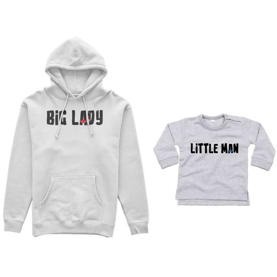 Coordinato felpe o body lupetto neonato madre figlio big lady little lady little boy Per la mamma