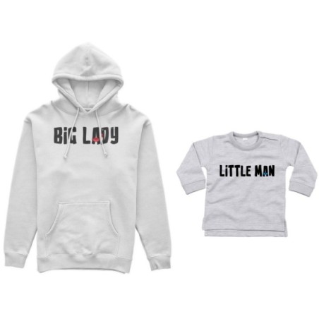 Coordinato felpe o body lupetto neonato madre figlio big lady little lady little boy Per la mamma