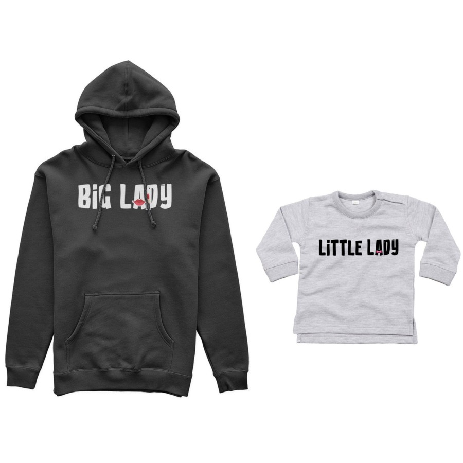 Coordinato felpe o body lupetto neonato madre figlio big lady little lady little boy Per la mamma