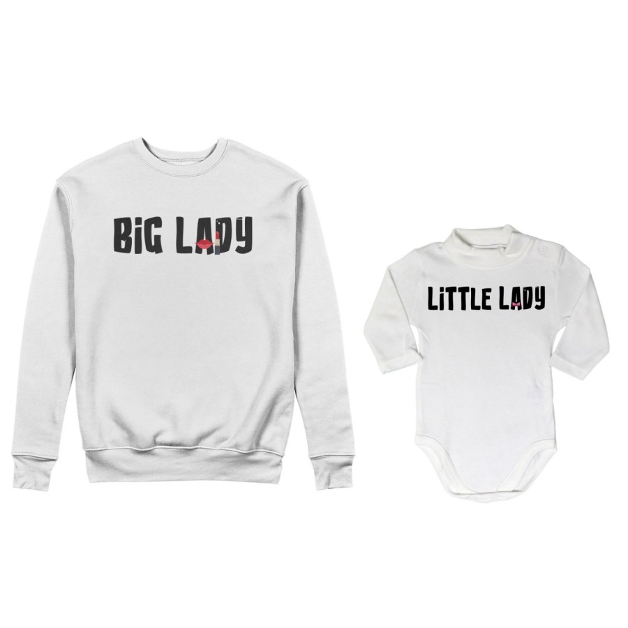 Coordinato felpe o body lupetto neonato madre figlio big lady little lady little boy Per la mamma