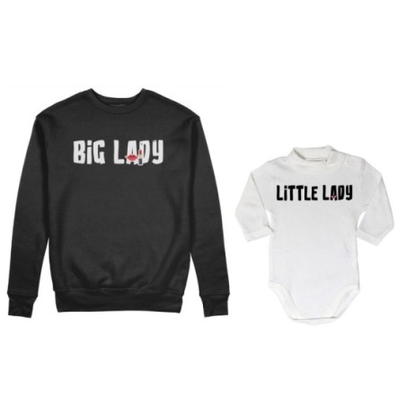 Coordinato felpe o body lupetto neonato madre figlio big lady little lady little boy Per la mamma