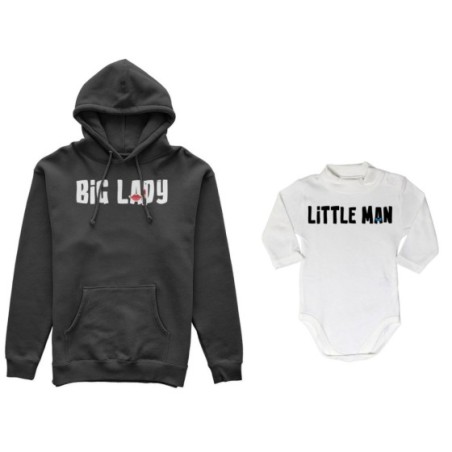 Coordinato felpe o body lupetto neonato madre figlio big lady little lady little boy Per la mamma