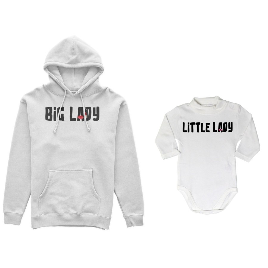 Coordinato felpe o body lupetto neonato madre figlio big lady little lady little boy Per la mamma
