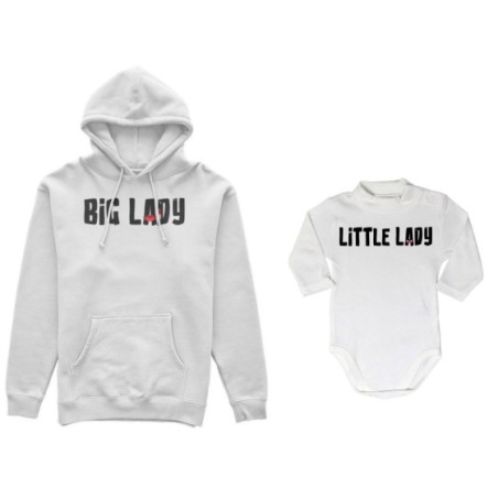 Coordinato felpe o body lupetto neonato madre figlio big lady little lady little boy Per la mamma