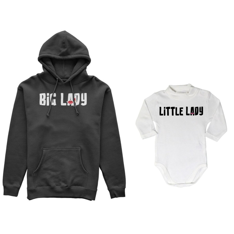 Coordinato felpe o body lupetto neonato madre figlio big lady little lady little boy Per la mamma