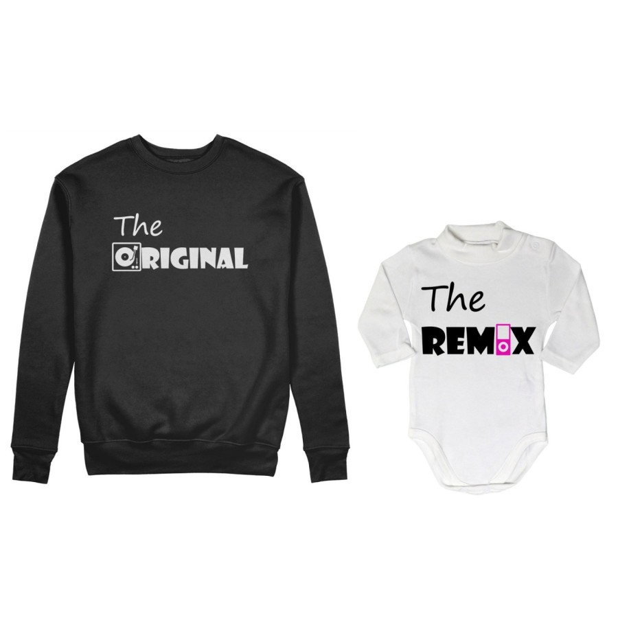 Coordinato felpe o body lupetto neonato madre figlio the original the remix music Per la mamma