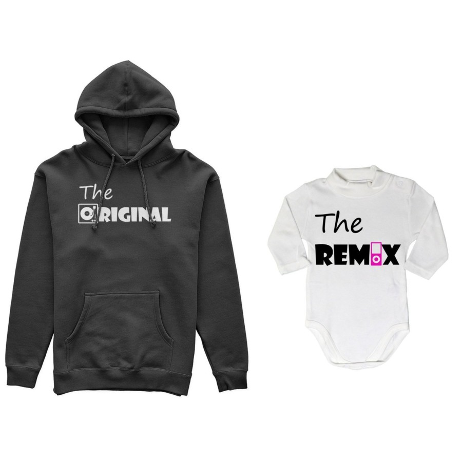 Coordinato felpe o body lupetto neonato madre figlio the original the remix music Per la mamma