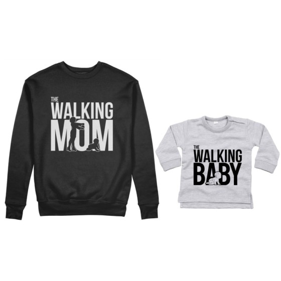 Coordinato felpe o body lupetto neonato madre figlio the walking mom the walking baby Per la mamma