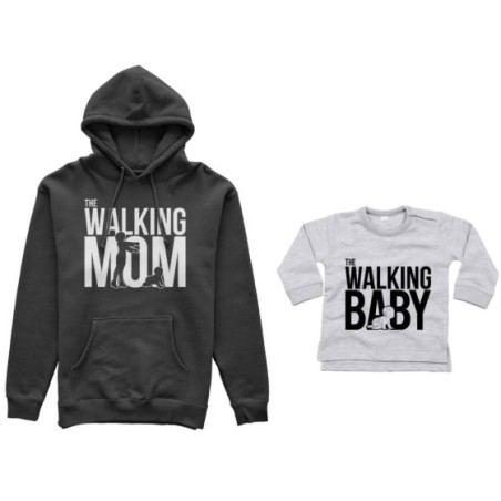 Coordinato felpe o body lupetto neonato madre figlio the walking mom the walking baby Per la mamma