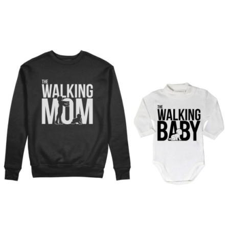 Coordinato felpe o body lupetto neonato madre figlio the walking mom the walking baby Per la mamma