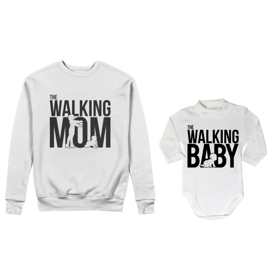 Coordinato felpe o body lupetto neonato madre figlio the walking mom the walking baby Per la mamma