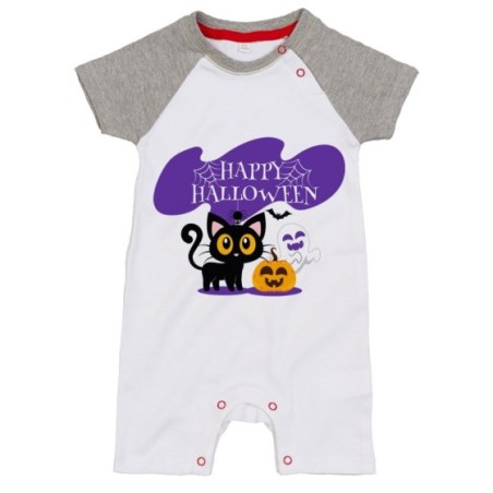 Pagliaccetto neonato happy halloween con gattino zucca e...