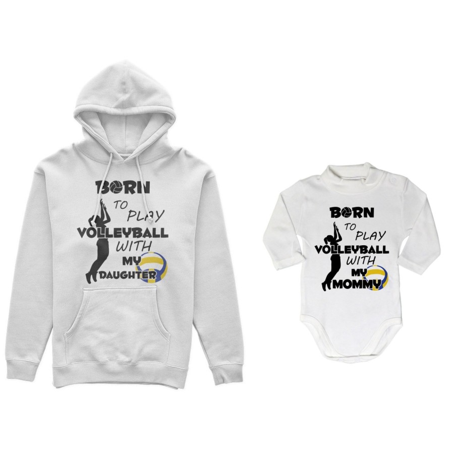 Coordinato felpe o body lupetto madre figlio born to play volleyball whith my son my daughter Per la mamma