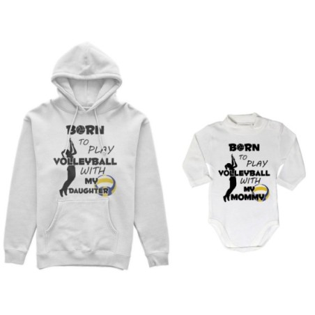 Coordinato felpe o body lupetto madre figlio born to play...