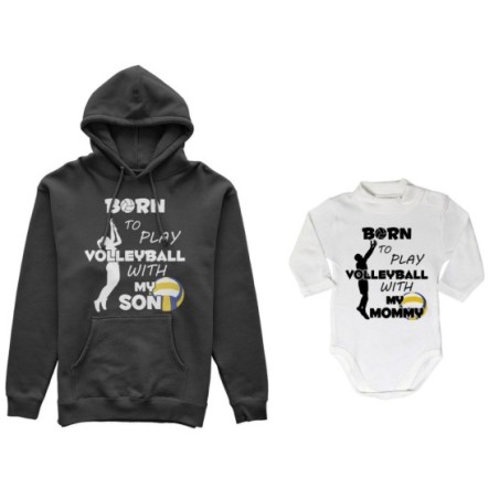 Coordinato felpe o body lupetto madre figlio born to play volleyball whith my son my daughter Per la mamma