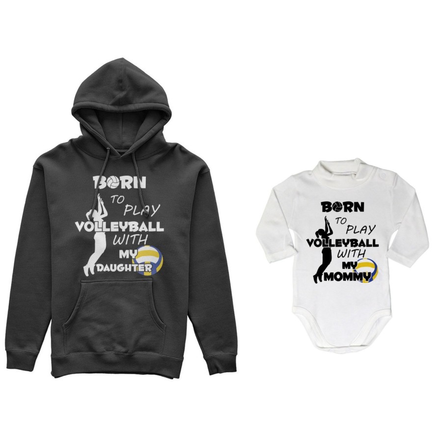 Coordinato felpe o body lupetto madre figlio born to play volleyball whith my son my daughter Per la mamma