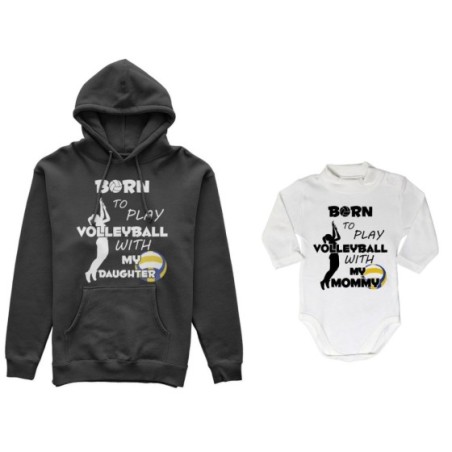Coordinato felpe o body lupetto madre figlio born to play volleyball whith my son my daughter Per la mamma