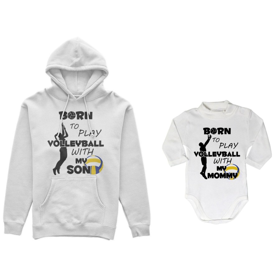 Coordinato felpe o body lupetto madre figlio born to play volleyball whith my son my daughter Per la mamma