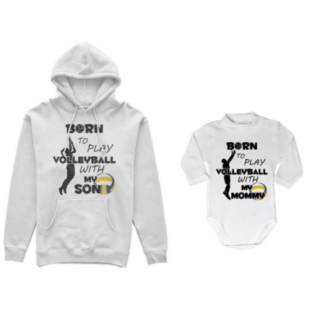 Coordinato felpe o body lupetto madre figlio born to play volleyball whith my son my daughter Per la mamma