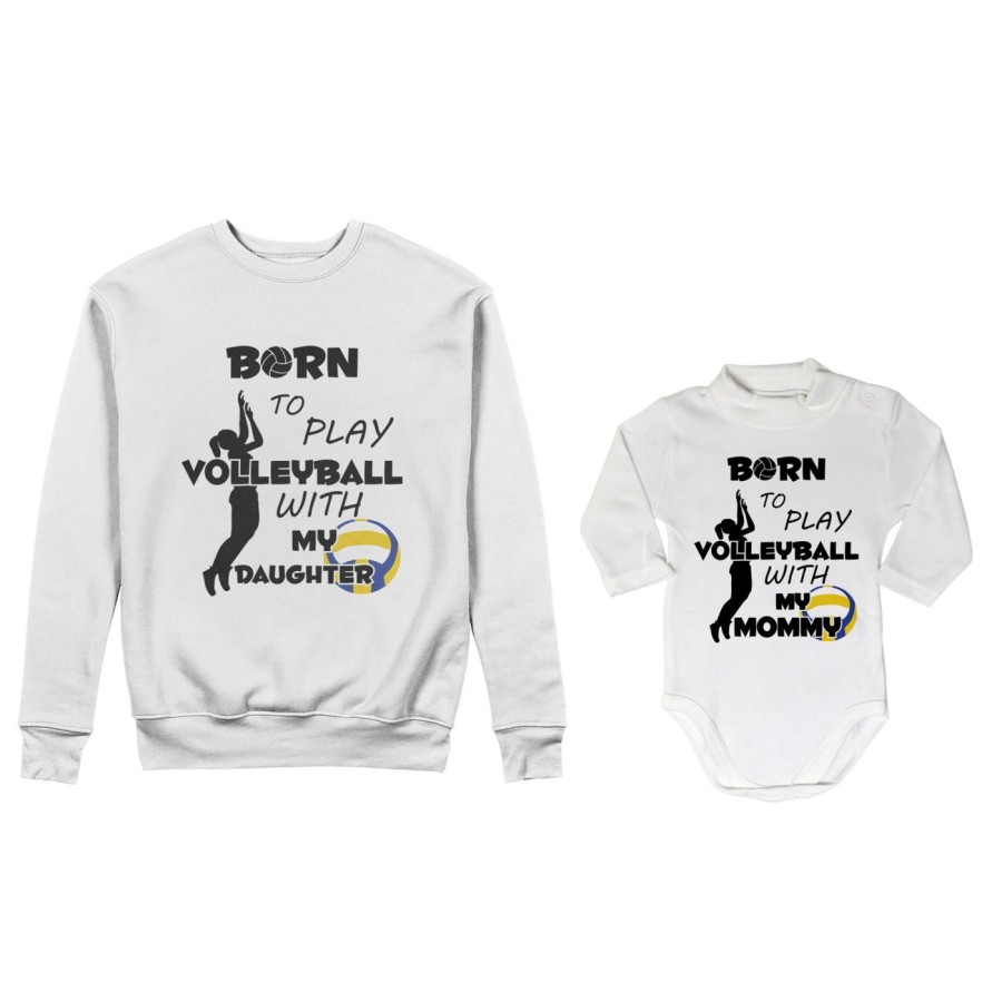 Coordinato felpe o body lupetto madre figlio born to play volleyball whith my son my daughter Per la mamma