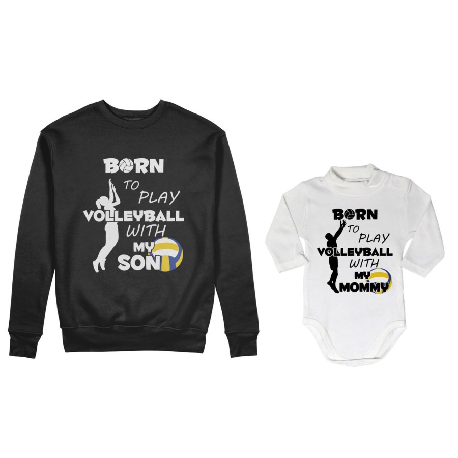 Coordinato felpe o body lupetto madre figlio born to play volleyball whith my son my daughter Per la mamma
