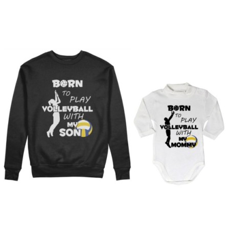 Coordinato felpe o body lupetto madre figlio born to play volleyball whith my son my daughter Per la mamma