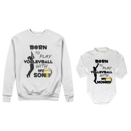 Coordinato felpe o body lupetto madre figlio born to play volleyball whith my son my daughter Per la mamma
