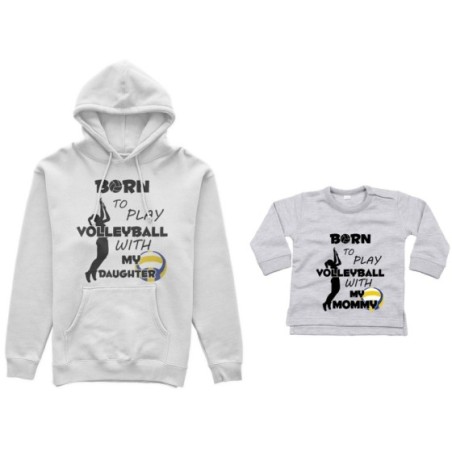 Coordinato felpe o body lupetto madre figlio born to play volleyball whith my son my daughter Per la mamma