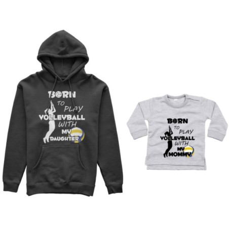 Coordinato felpe o body lupetto madre figlio born to play volleyball whith my son my daughter Per la mamma