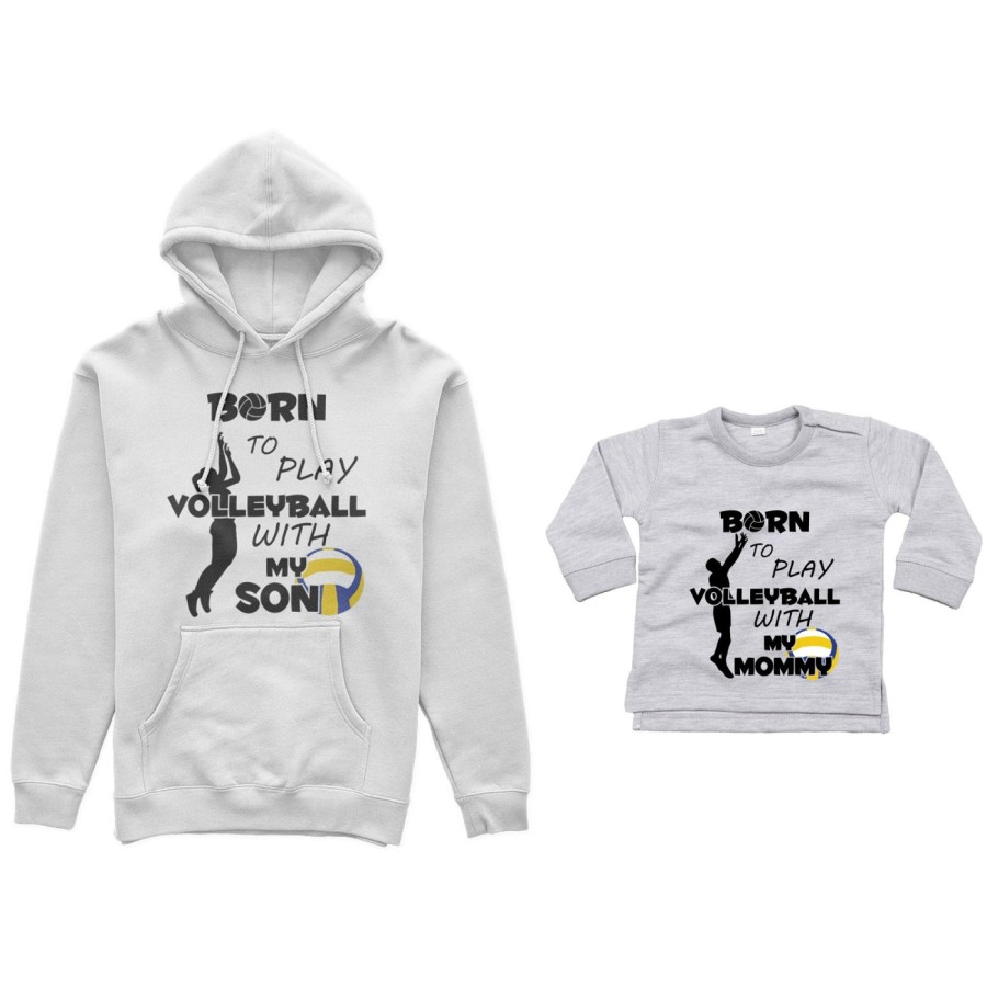 Coordinato felpe o body lupetto madre figlio born to play volleyball whith my son my daughter Per la mamma