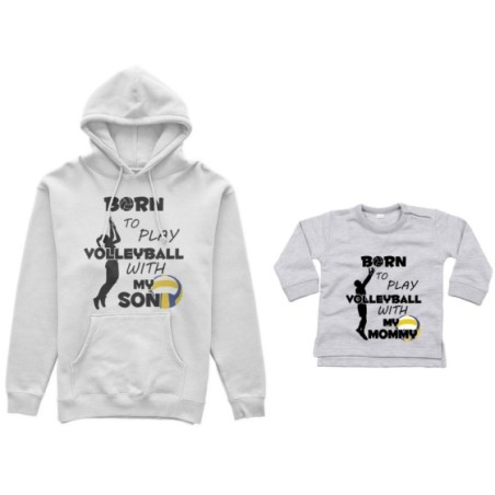 Coordinato felpe o body lupetto madre figlio born to play volleyball whith my son my daughter Per la mamma