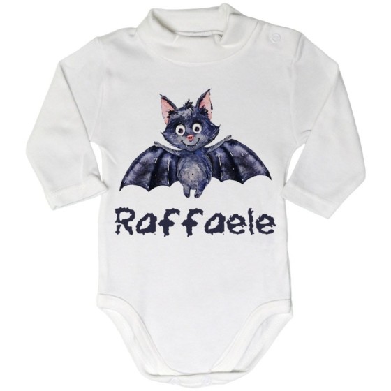 Body lupetto neonato personalizzato con nome pipistrello watercolor Halloween