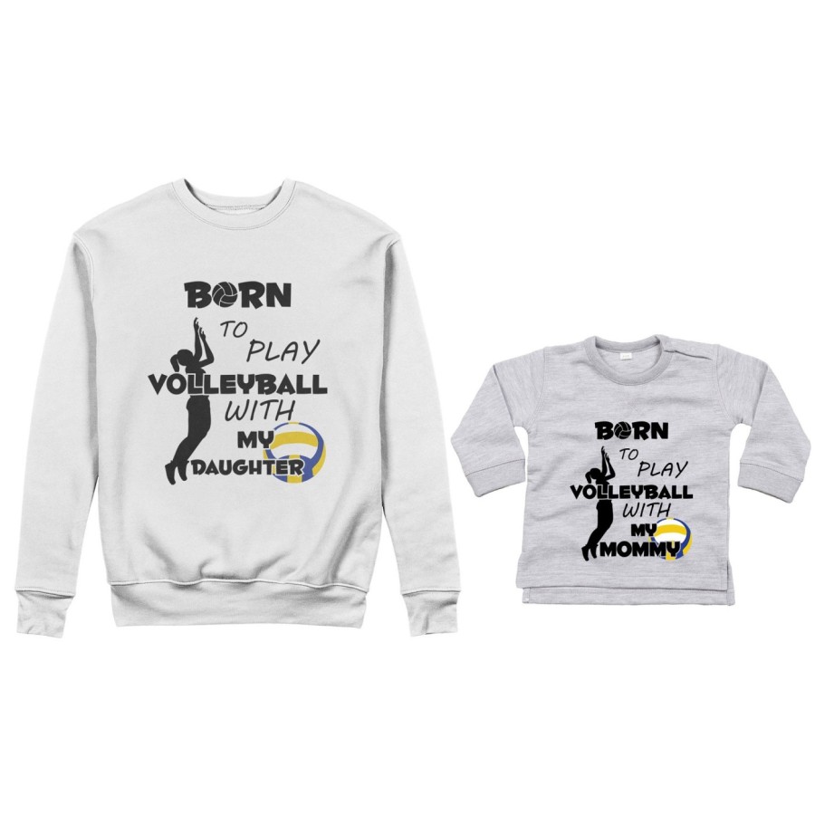 Coordinato felpe o body lupetto madre figlio born to play volleyball whith my son my daughter Per la mamma