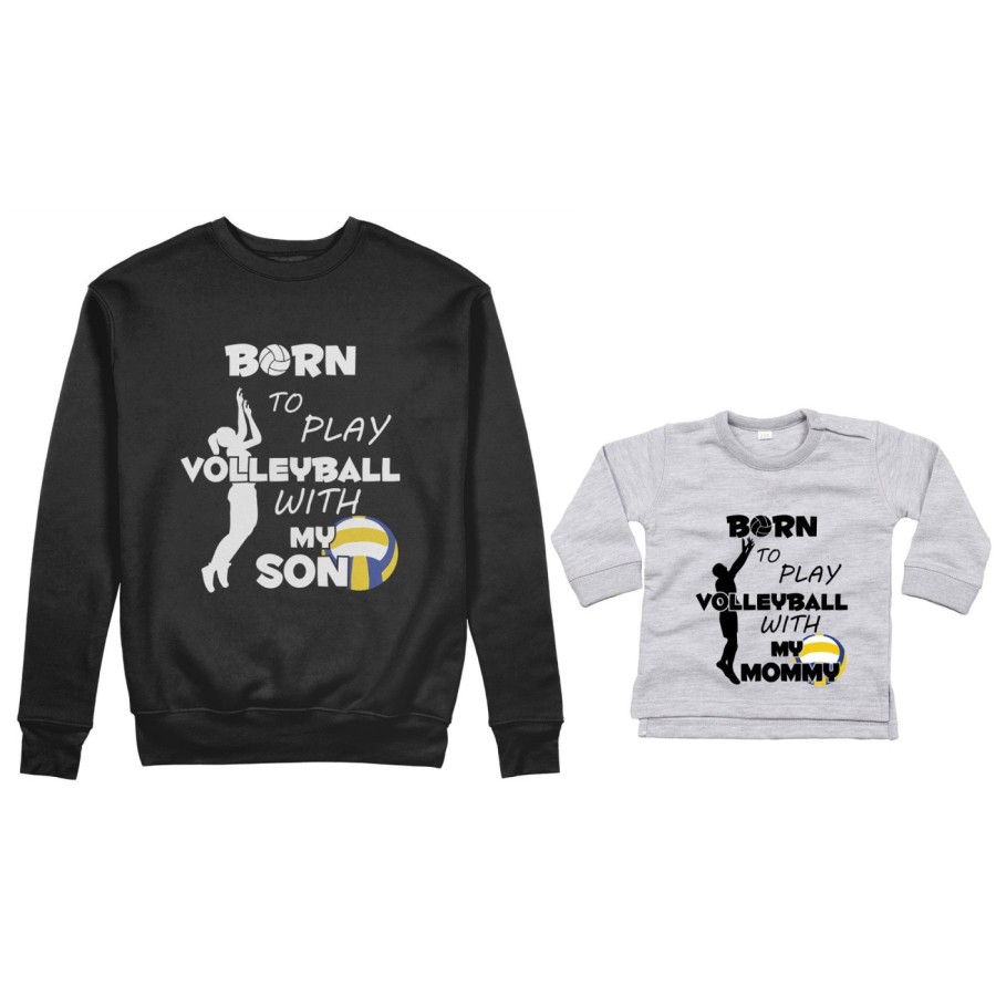 Coordinato felpe o body lupetto madre figlio born to play volleyball whith my son my daughter Per la mamma
